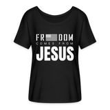 Freedom Comes From Jesus - Flowy T-Shirt - black