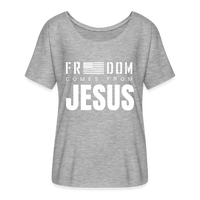 Freedom Comes From Jesus - Flowy T-Shirt - heather grey