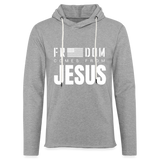 Freedom Comes From Jesus - Lightweight Terry Hoodie - heather gray