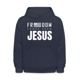Freedom Comes From Jesus - Youth Hoodie - navy