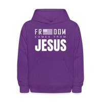 Freedom Comes From Jesus - Youth Hoodie - purple
