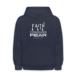 Faith Conquers Fear - Youth Hoodie - navy