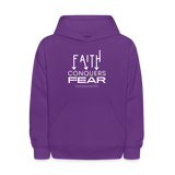 Faith Conquers Fear - Youth Hoodie - purple